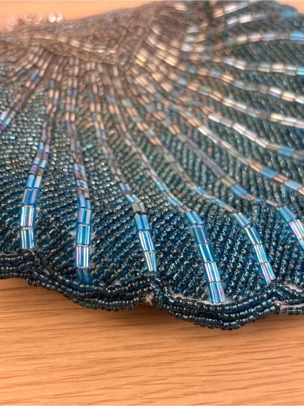 Vintage Valerie Steven’s Kisslock Beaded Shell-Shape Evening Bag Teal Blue